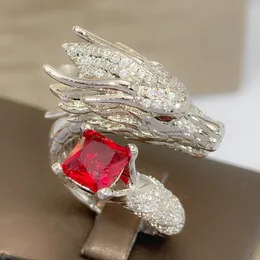 Innovazione alla moda con diamante pieno Tyrannosaurus rex anello di lusso placcato in oro 18k moda prepotente rubinetto anello