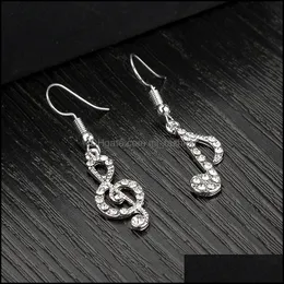 Dangle Chandelier Asymmetric Earrings Personality Ear Accessory Lady Note Music Notes Rhinestone Earring Drop Delivery 2021 Jewelry Dhvpc