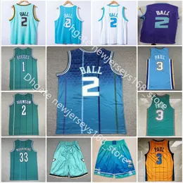 Dikişli Basketbol Lamelo 2 Ball Jerseys Mitchell ve Ness 1992-93 Yeşil 1 Tyrone Larry Muggsy Johnson Dell 30 Curry Alonzo 33 Mourning