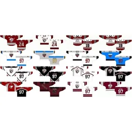 C26 NIK1 맞춤형 1990 91-1995 OHL Mens Womens Kids 화이트 블루 그레이 레드 Stiched Guelph Storm S 2007 08-2009 Ontario Hockey League Jerseys