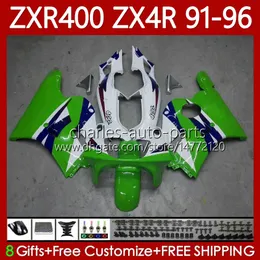 ABS Bodys per KAWASAKI NINJA ZXR 400 CC 400CC 1991 1992 1993 1994 1995 1996 Cowling 138No.32 ZX4R ZXR-400 Carrozzeria ZX 4R ZXR400 91 92 93 94 95 96 Kit carenatura Verde bianco