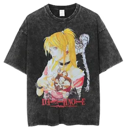 Harajuku T Shirt Men Hip Hop Vintage Washed Anime Graphic Oversized Shirts for Streetwear ees 100 Cotton shirt 220618