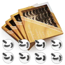 16 Pairs/Book 3D Faux Mink Eyelashes Natural Crossed Long Soft Strip Fake Lashes