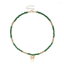 Choker Chokers Renya Design Green Gold Color Seed Beads Buterfly Seastarペンダントネックレス