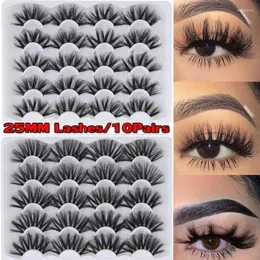 False Eyelashes 5/10 Pairs 25MM 4D Mink Natural Full Volume Thick Criss-cross Extension Wispies Fluffy Makeup LashesFalse Harv22