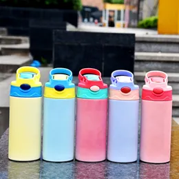 12oz sublimering uv barn vatten tumbler rakt sippy flaska kolv för barn färg byta rostfritt stål isolerad resekopp med flip topp b4