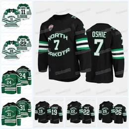 VipCeoMitNess NCAA North Dakota College Hockey Jersey Gavin Hain Ethan Frisch Ashton Calder Riese Gaber Mark Senden Shane Pinto Jake Sanderson Adam Scheel