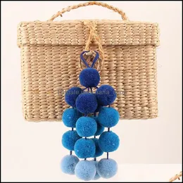 Keychains Fashion Accessories Mticolor Pompom Keychain Handmade Bag Pendant Ornament Charm Women Pompoms Keyring Y453Z D Dhths