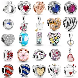 Footprints Stop Koraliki Love Heart Dangle Urok kolor srebrny kobiety wisiorek biżuteria galaxy gwiaździste niebo charms koralik