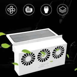 Solar Powered Fan Car Cooler USB Charging Front/Rear Window Radiator Exhaust Fan Auto Air Vent Fans Ventilation Radiators