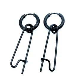 Hoop Huggie 1Pair Safety Pin شكل حلق البانك على غرار الرجال بارد أزياء فريدة من نوعها للنساء