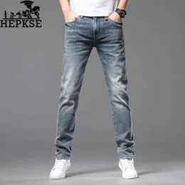 Męski projektant dżinsów luksusowe lekkie wysokiej jakości dymne szare szare, proste, swobodne długie spodnie moda marka cienki wk5v