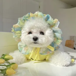 Designer Dog Apparel Hat Pet levererar fransk bulldogg Floral Headwear Bichon Frise Hair Ornament Cat Hat