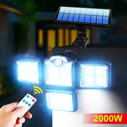 192 192 LED Solar Lights Sensor Outdoor Motion Sensor 4 Heads 3 Modes Solar Wall Lamp IP67