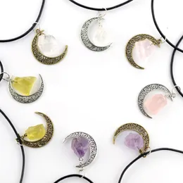 Collane in pietra di cristallo naturale Cielo stellato Luna Collana con pendente in pietra preziosa Decorazione maglione Accessori per gioielli di moda