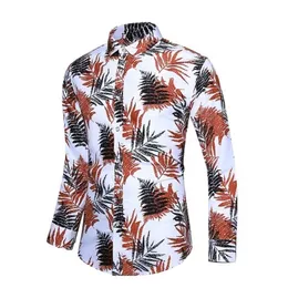 45KG120KG Fashion Casual Shirt Men Long Sleeve Rugular Fit Men's Casual Button Shirt Floral Printed Shirts Men Blouse 6XL 7XL 210412