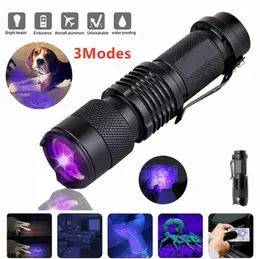 LED UV Flashlight Ultra Violet Light with Zoom Function Mini UV Black Lights Pet Urine Stains Detector Scorpion Use AA Battery