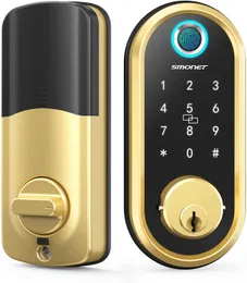 Smart Lock SMONET Bluetooth Keyless Entry Keypad Deadbolt Fingerprint Electronic App Control Easy to Install for Homes and Hotel