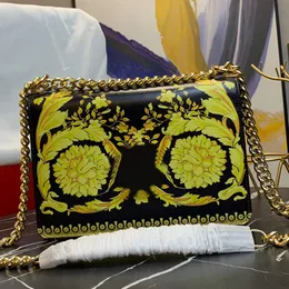 Organ Bag Chain Crossbody Bags Fashion Baroque Print Genuine Leather Shoulder Handbags Purses Women Clutch Wallet Metal Hardware Decorate Cell Phone Pocket Totes