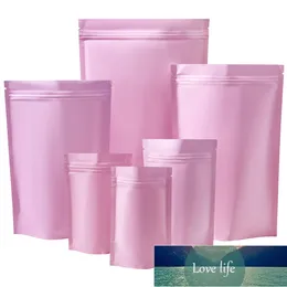 100Pcs/Lot Matte Pink Aluminum Foil Stand Up Bag Food Candy Nuts Dried Fruit Snacks Coffee Tea Zip Lock Waterproof Dustproof