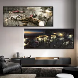 Racing Car Repair Poster Canvas Painting Print Hoom Decor Wall Art Picture For Living Room Home Decoration Frameless