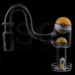 DHL Seamless Smoke Fully Weld Bent Neck Terp Slurper Beveled Edge Quartz Banger With Marble Set For Glass Water Bong Pipes Dab rigs