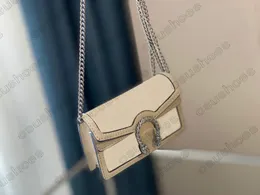 Dionysuss Snake Mini Chain Bag Damski projektant Crossbody Vintage Tiger Head Diamond White and Beige Płótno Zamknięcie Mała torebka na łańcuszkach 476432 499623 421970