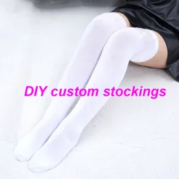 أزياء خاصة مخصصة طويلة الجوارب DIY Women Universal Cotton Sexy Knee Hite أعلى جوارب الفتاة اللطيفة جورب مضحك 220704