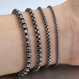 2/3/4/5mm Mense Womens Armband Gunmetal Color rostfritt stål Runda länk Länkkedjan hummerlås smycken LKBB7