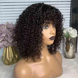 Jerry Curly Bob Wig For Women Short Pixie Cut Human Hair Wigs With Bangs Brazilian Remy Full Machine Made 220609