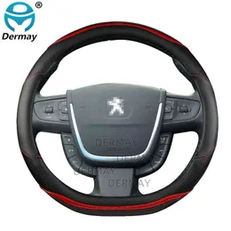 For Peugeot 508 508SW 20102017 Dermay Car Steering Wheel Cover Microfiber Leather Carbon Fiber Car Accessories J220808