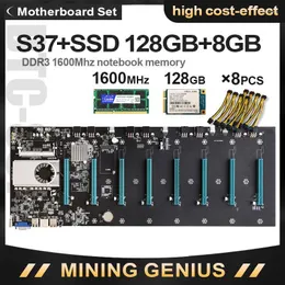Motherboards BTC-S37 Mining Set Kit Combo With 8GB DDR3 1600MHZ RAM 128GB MSATA 8PCS Cable Support 3070 3080 3090 2060superMotherboards Moth
