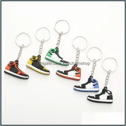 Keychains Fashion Accessories 6 Colors Designer Mini Sile Sneakers Men Women Kids Key Ring Gift Shoes Keychain Handbag C Dhjbv