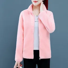 Women's Jackets Women Jacket 2022 Winter Double Sided Polar Fleece Furry Coat Female Short Large Size Coral Thicken Warm TopWomen's