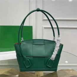 Luxury Bottegass Arco Totes Handbag 7A Genuine Leather Luxury Womens Leather Open Small Green Handbag Kf a Quality Size Cm