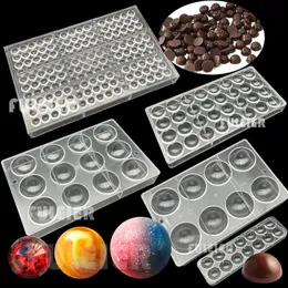 3D Half Ball Polykarbonatchokladform för bakningskaka Sfärisk godis Konfektion Verktyg Bakeware Maker 220601
