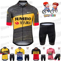Kids jumbo visma bisiklet forması set kızlar kızlar giyim çocuklar yol bisiklet gömlek takım elbise mtb ropa Ciclismo Maillot 220726