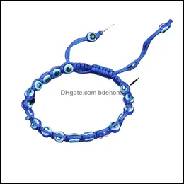 Bangle Bracelets Jewelry Adjustable Rope Turkish Blue Lucky Eye Bracelet Handmade Woven Braided Bead Evil Eyes Drop Delivery 2021 9Yb6E