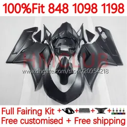 Ducati için Enjeksiyon Fairings 848 1098 1198 S R 848R 1198R Bodywork 163No.4 848S 1098S 2007 2008 2009 2011 2011 1098r 1198s 07 08 09 10 11 12 OEM Vücut Mat Siyah