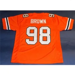 MIT Custom Men Youth Women Vintage #98 Jerome Brown of Miami Hurricanes Football Jersey Size S-4XL eller Custom Any Name or Number Jersey