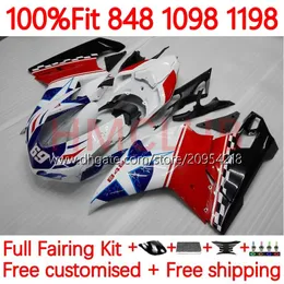 Einspritzverkleidungen für Ducati 848 1098 1198 S R 848R 1198R Bodywork 163NO.21 848S 1098S 2007 2008 2009 2012 2012 1098R 1198S 07 08 09 10 11 12 OEM Body Blue White