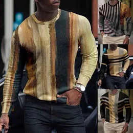 Praktisches Herren-Sweatshirt mit stilvollen Fadenbündchen, bequemer Patchwork-Pullover mit 3D-Druck, Wolle, gestrickter Kaschmirpullover L220730
