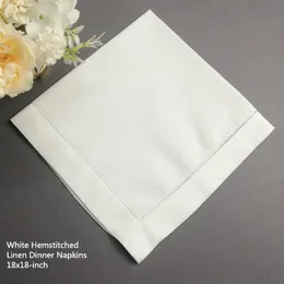 Bow Ties Sef Of 12 Handkerchiefs Dinner Napkins Perfec Wedding White Hemstitched Linen Table Tea 18x18/20x20-inchBow