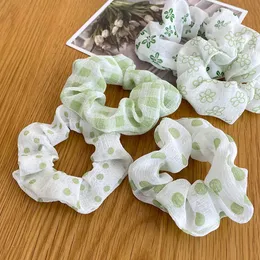 Модная зеленая серия Scrunchies Women Girls Hair Band Веревка Весна лето держатель хвостика Круг Эластичный Кольцо Кольцо Аксессуары 5 Colors647