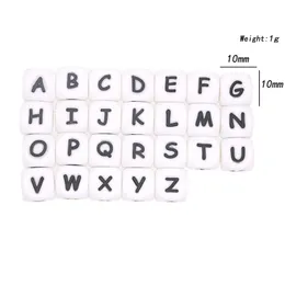 Kovict 10 mm 100 Stück Silikon-Buchstabenperlen Baby-Beißringperlen für personalisierte Namen DIY Nagetier Kauen Alphabet Perle 220507