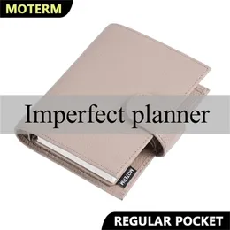 Begränsad Imperfekt Moterm Regular Pocket Rings Planner Äkta Cowhide Leather A7 Notebook Agenda Organizer Journey Sketchbook 220401