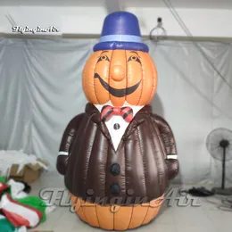 Walking Evil Smiling Inflatable Pumpkin Halloween Cartoon Figure Costume 3m Adult Wearable Blow Up Pumpkin Man Suit For Hallowmas Decoration