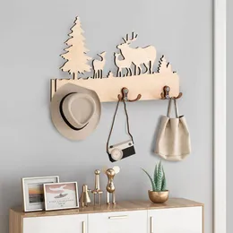 Hooks & Rails Simple Three Claw Wooden Key Hanger Accessories Clothes Storage Rack Bathroom Towel Kitchen Household Products