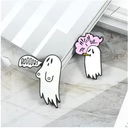 Cute Smoking Boo Ghost Enamel Pin Brooch Cartoon Women Men Denim Jackets Lapel Pins Backpack Badges Kids Fashion Jewelry Gifts GC1498