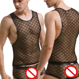 Men's Tank Tops KWAN.Z Male Clothing Nightclub Top Vest Net Mesh Gay Mens Bodybuilding Yarn Sleeveless Shirt Waistcoat